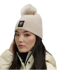 BLAUER Berretto Donna 25WBLDA05337 006127 LIFE AI 25/26 lana con pon pon applicato 129 WHITE