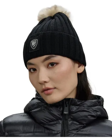 BLAUER Berretto Donna 25WBLDA05337 006127 LIFE AI 25/26 lana con pon pon applicato 999 NERO BLAUER Berretto Donna 25WBLDA05337 006127 LIFE AI 25/26 lana con pon pon applicato 999 NERO