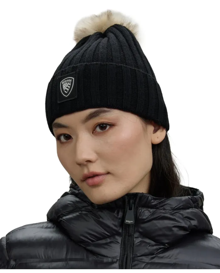 BLAUER Berretto Donna 25WBLDA05337 006127 LIFE AI 25/26 lana con pon pon applicato 999 NERO BLAUER Berretto Donna 25WBLDA05337 006127 LIFE AI 25/26 lana con pon pon applicato 999 NERO