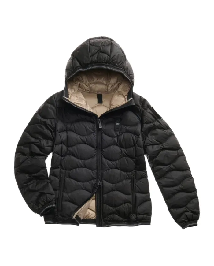 BLAUER Piumino Donna 25WBLDC03095 006047 CAMELIA AI 25/26 corto in piuma ad onde 999EI NERO int BEIGE BLAUER Piumino Donna 25WBLDC03095 006047 CAMELIA AI 25/26 corto in piuma ad onde 999EI NERO int BEIGE