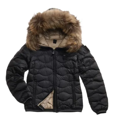 BLAUER Piumino Donna 25WBLDC03096 006047 ALDIE AI 25/26 nylon con cappuccio pelliccia 999EI NERO int BEIGE BLAUER Piumino Donna 25WBLDC03096 006047 ALDIE AI 25/26 nylon con cappuccio pelliccia 999EI NERO int BEIGE