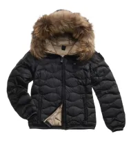 BLAUER Piumino Donna 25WBLDC03096 006047 ALDIE AI 25/26 nylon con cappuccio pelliccia 999EI NERO int BEIGE