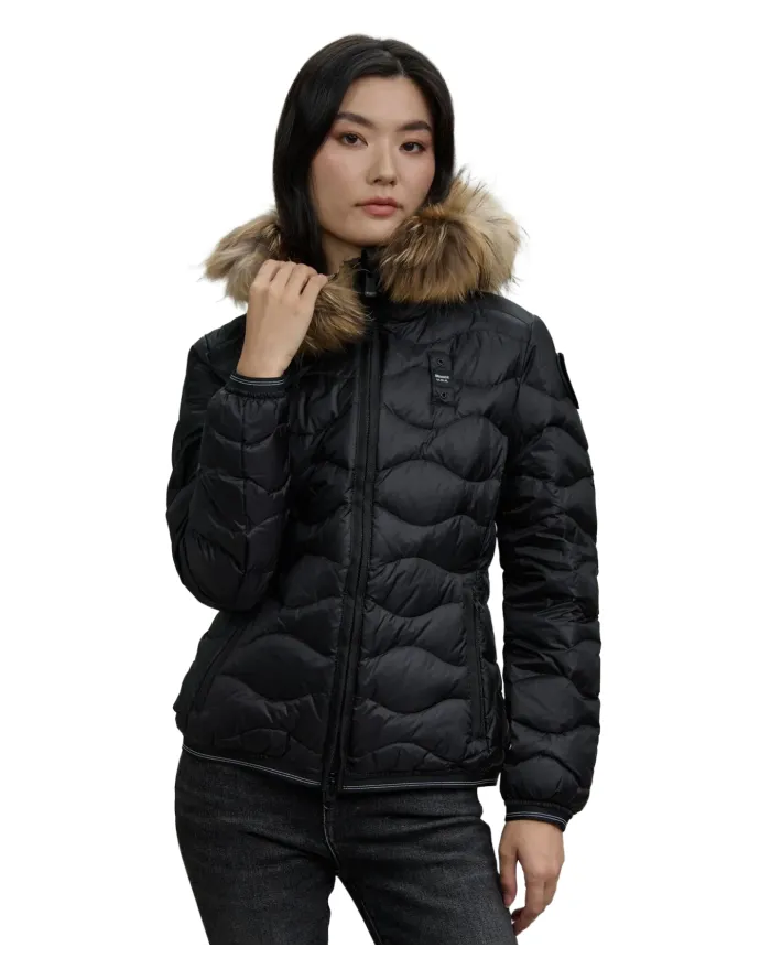 BLAUER Piumino Donna 25WBLDC03096 006047 ALDIE AI 25/26 nylon con cappuccio pelliccia 999EI NERO int BEIGE BLAUER Piumino Donna 25WBLDC03096 006047 ALDIE AI 25/26 nylon con cappuccio pelliccia 999EI NERO int BEIGE