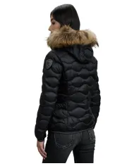 BLAUER Piumino Donna 25WBLDC03096 006047 ALDIE AI 25/26 nylon con cappuccio pelliccia 999EI NERO int BEIGE