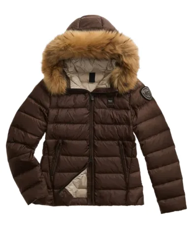 BLAUER Piumino Donna 25WBLDC03099 006047 ARCADIA AI 25/26 nylon trapuntato con cappuccio 365EI CASTAGNA int BEIGE