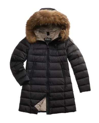 BLAUER Piumino Donna 25WBLDK03103-006047 KRISTIN AI 25/26 lungo con cappuccio e pelliccia 999EI NERO int BEIGE BLAUER Piumino Donna 25WBLDK03103-006047 KRISTIN AI 25/26 lungo con cappuccio e pelliccia 999EI NERO int BEIGE