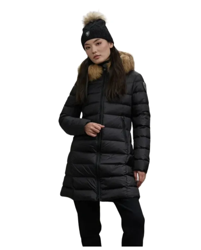 BLAUER Piumino Donna 25WBLDK03103-006047 KRISTIN AI 25/26 lungo con cappuccio e pelliccia 999EI NERO int BEIGE BLAUER Piumino Donna 25WBLDK03103-006047 KRISTIN AI 25/26 lungo con cappuccio e pelliccia 999EI NERO int BEIGE