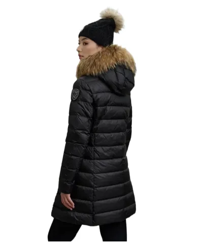 BLAUER Piumino Donna 25WBLDK03103-006047 KRISTIN AI 25/26 lungo con cappuccio e pelliccia 999EI NERO int BEIGE BLAUER Piumino Donna 25WBLDK03103-006047 KRISTIN AI 25/26 lungo con cappuccio e pelliccia 999EI NERO int BEIGE