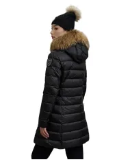 BLAUER Piumino Donna 25WBLDK03103 006047 KRISTIN AI 25/26 lungo con cappuccio e pelliccia 999EI NERO int BEIGE