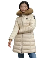 BLAUER Piumino Donna 25WBLDK03103 006047 KRISTIN AI 25/26 lungo con cappuccio e pelliccia 907GG Gr. mattino int Gr. Nebbia