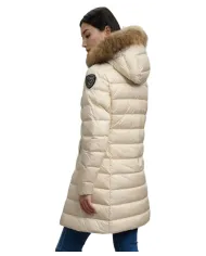 BLAUER Piumino Donna 25WBLDK03103 006047 KRISTIN AI 25/26 lungo con cappuccio e pelliccia 907GG Gr. mattino int Gr. Nebbia