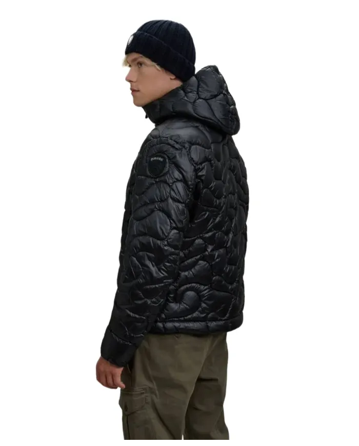 BLAUER Piumino Uomo 25WBLUC02077 006943 HAMLET AI 25/26 con cappuccio ed ondina camouflage 999 NERO