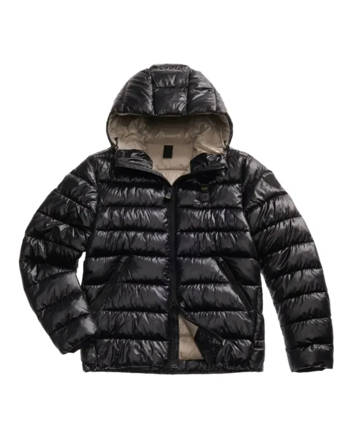 BLAUER Piumino Uomo 25WBLUC02079-A05958 ADAMS AI 25/26 con cappuccio e motivo check 999EI NERO int BEIGE BLAUER Piumino Uomo 25WBLUC02079-A05958 ADAMS AI 25/26 con cappuccio e motivo check 999EI NERO int BEIGE