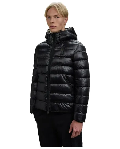 BLAUER Piumino Uomo 25WBLUC02079-A05958 ADAMS AI 25/26 con cappuccio e motivo check 999EI NERO int BEIGE BLAUER Piumino Uomo 25WBLUC02079-A05958 ADAMS AI 25/26 con cappuccio e motivo check 999EI NERO int BEIGE