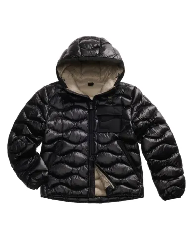 BLAUER Piumino Uomo 25WBLUC02080-005958 BRYANT AI 25/26 a ondina con cappuccio e taschino 999EI NERO int BEIGE BLAUER Piumino Uomo 25WBLUC02080-005958 BRYANT AI 25/26 a ondina con cappuccio e taschino 999EI NERO int BEIGE