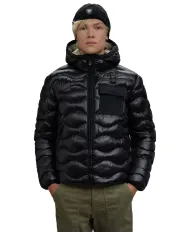 BLAUER Piumino Uomo 25WBLUC02080 005958 BRYANT AI 25/26 a ondina con cappuccio e taschino 999EI NERO int BEIGE