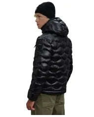 BLAUER Piumino Uomo 25WBLUC02080 005958 BRYANT AI 25/26 a ondina con cappuccio e taschino 999EI NERO int BEIGE
