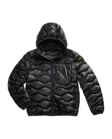 BLAUER Piumino Uomo 25WBLUC03074 A06355 WAVE AI 25/26 in piuma ad onda con cappuccio e taschino. 999 NERO