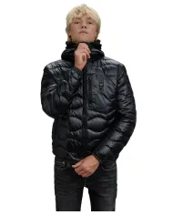 BLAUER Piumino Uomo 25WBLUC03074 006355 WAVE AI 25/26 in piuma ad onda con cappuccio e taschino. 999 NERO