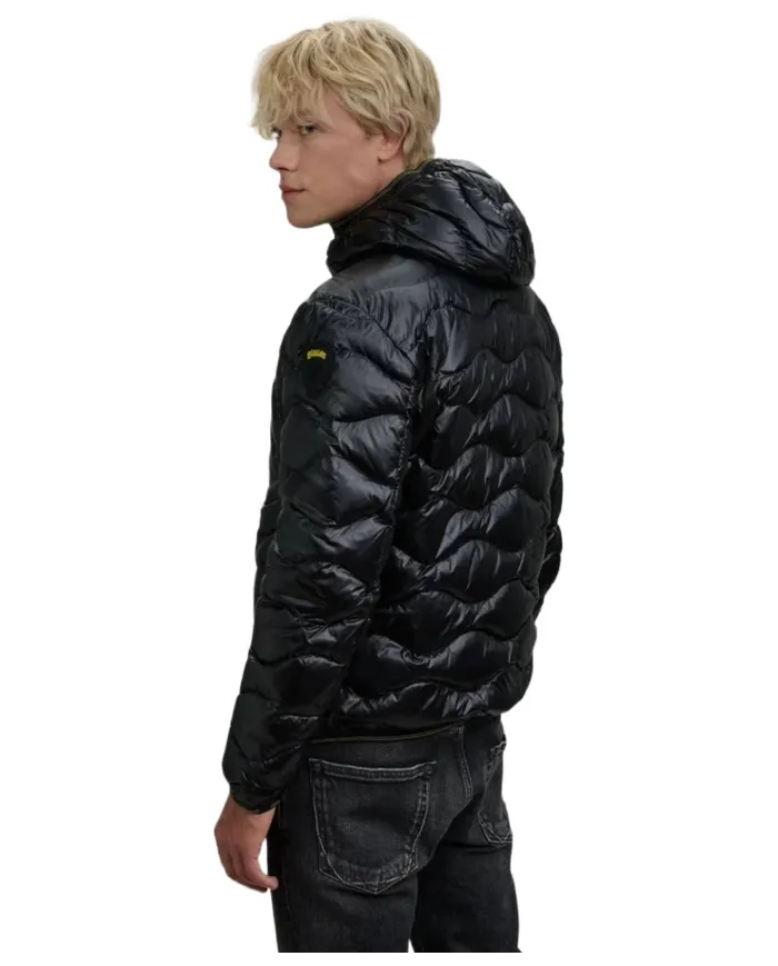 BLAUER Piumino Uomo 25WBLUC03074 006355 WAVE AI 25/26 in piuma ad onda con cappuccio e taschino. 999 NERO