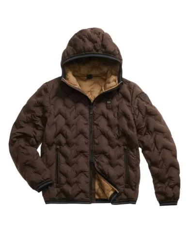 BLAUER Piumino Uomo 25WBLUC03233-007308 PIERY AI 25/26 in piuma con cuciture ad angoli e cappuccio 365TB CASTAGNA int TABACCO BLAUER Piumino Uomo 25WBLUC03233-007308 PIERY AI 25/26 in piuma con cuciture ad angoli e cappuccio 365TB CASTAGNA int TABACCO