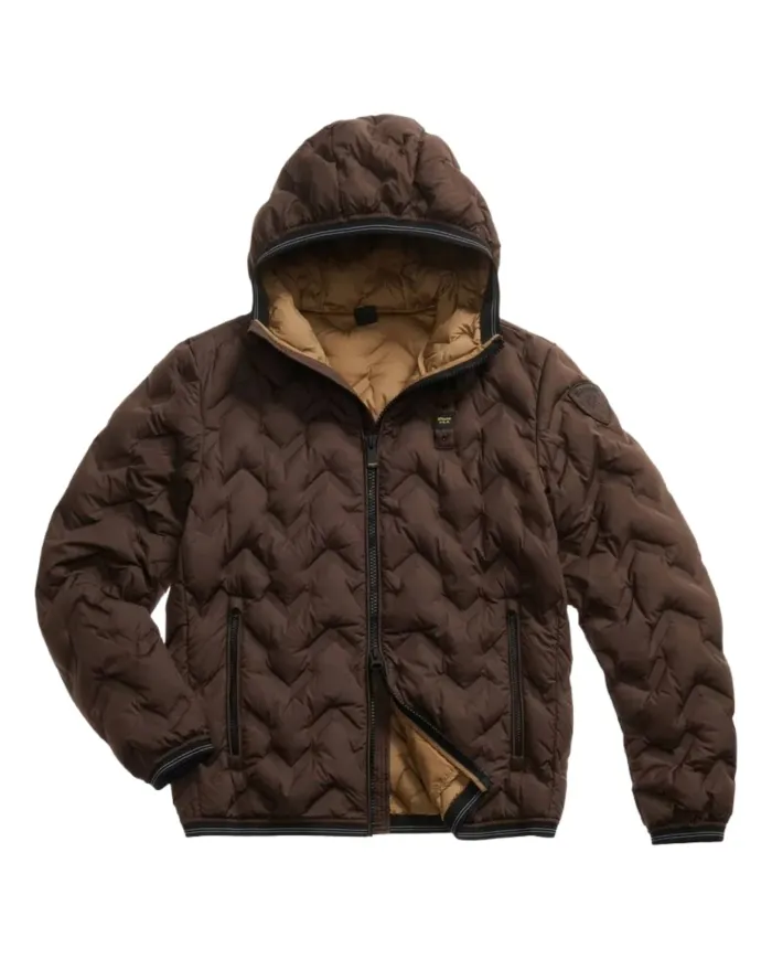 BLAUER Piumino Uomo 25WBLUC03233-007308 PIERY AI 25/26 in piuma con cuciture ad angoli e cappuccio 365TB CASTAGNA int TABACCO BLAUER Piumino Uomo 25WBLUC03233-007308 PIERY AI 25/26 in piuma con cuciture ad angoli e cappuccio 365TB CASTAGNA int TABACCO