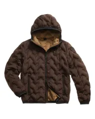 BLAUER Piumino Uomo 25WBLUC03233 007308 PIERY AI 25/26 in piuma con cuciture ad angoli e cappuccio 365TB CASTAGNA int TABACCO