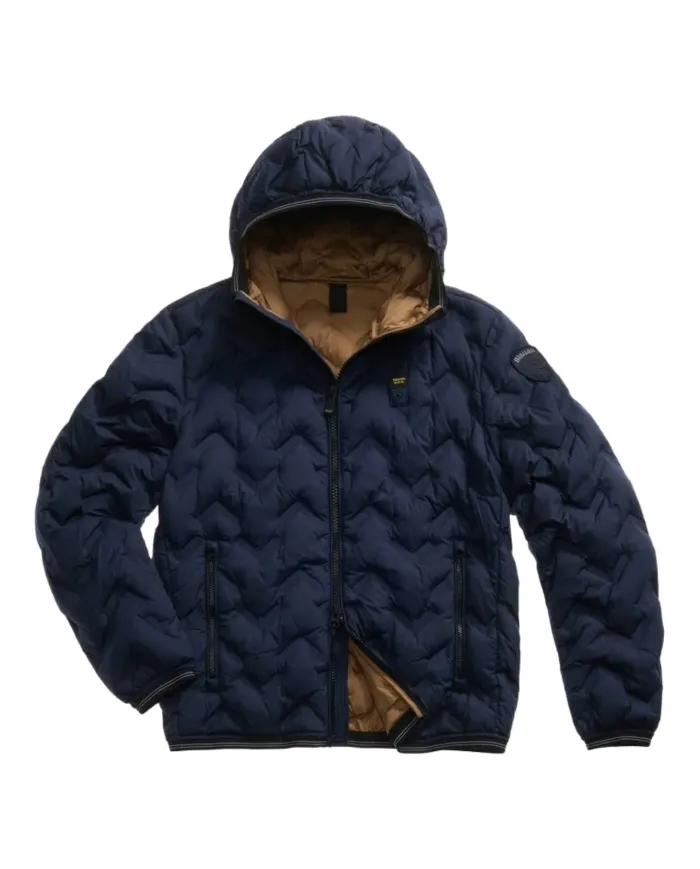 BLAUER Piumino Uomo 25WBLUC03233-007308 PIERY AI 25/26 in piuma con cuciture ad angoli e cappuccio 888TB BLU int TABACCO BLAUER Piumino Uomo 25WBLUC03233-007308 PIERY AI 25/26 in piuma con cuciture ad angoli e cappuccio 888TB BLU int TABACCO