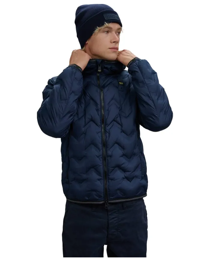 BLAUER Piumino Uomo 25WBLUC03233-007308 PIERY AI 25/26 in piuma con cuciture ad angoli e cappuccio 888TB BLU int TABACCO BLAUER Piumino Uomo 25WBLUC03233-007308 PIERY AI 25/26 in piuma con cuciture ad angoli e cappuccio 888TB BLU int TABACCO