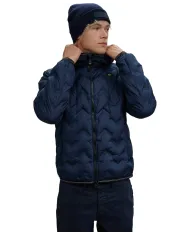 BLAUER Piumino Uomo 25WBLUC03233 007308 PIERY AI 25/26 in piuma con cuciture ad angoli e cappuccio 888TB BLU int TABACCO