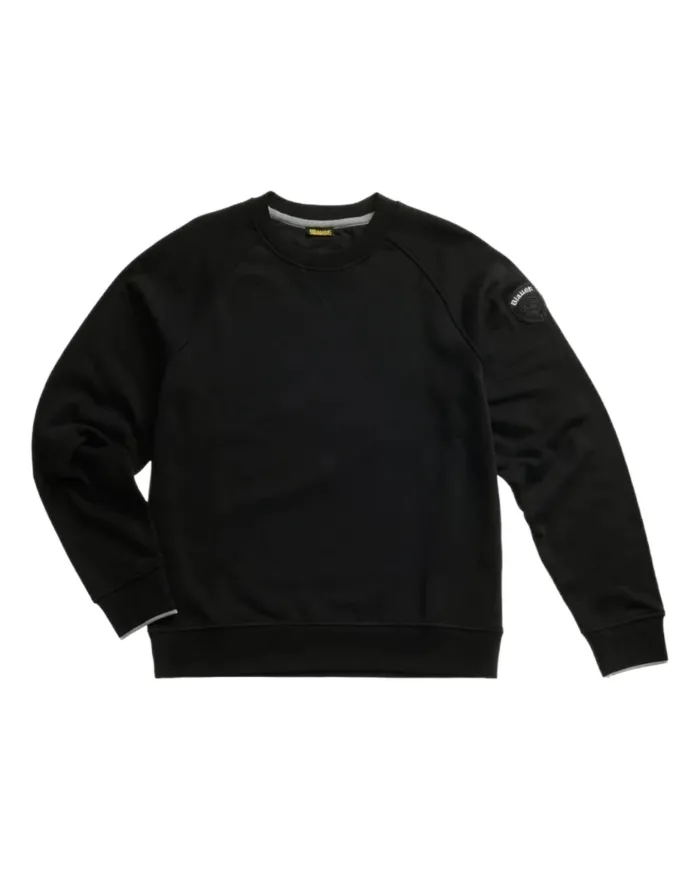 BLAUER Felpa Uomo 25WBLUF03185-006948 BIRCH AI 25/26 a girocollo con patch 999 NERO BLAUER Felpa Uomo 25WBLUF03185-006948 BIRCH AI 25/26 a girocollo con patch 999 NERO