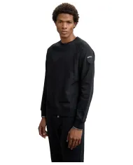 BLAUER Felpa Uomo 25WBLUF03185 006948 BIRCH AI 25/26 a girocollo con patch 999 NERO