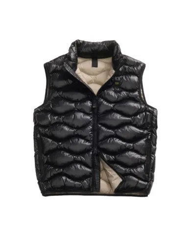 BLAUER Gilet Uomo 25WBLUX02081-005958 DANNY AI 25/26 con trapuntatura ad onde 999EI NERO int BEIGE BLAUER Gilet Uomo 25WBLUX02081-005958 DANNY AI 25/26 con trapuntatura ad onde 999EI NERO int BEIGE