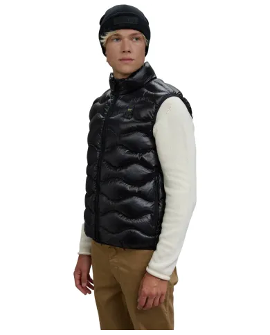 BLAUER Gilet Uomo 25WBLUX02081-005958 DANNY AI 25/26 con trapuntatura ad onde 999EI NERO int BEIGE BLAUER Gilet Uomo 25WBLUX02081-005958 DANNY AI 25/26 con trapuntatura ad onde 999EI NERO int BEIGE