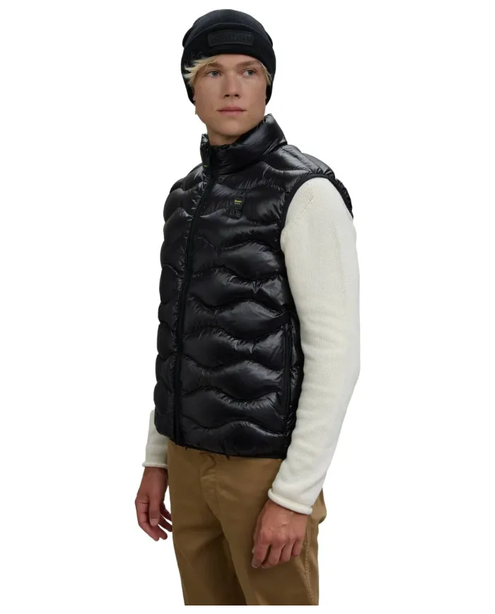 BLAUER Gilet Uomo 25WBLUX02081-005958 DANNY AI 25/26 con trapuntatura ad onde 999EI NERO int BEIGE BLAUER Gilet Uomo 25WBLUX02081-005958 DANNY AI 25/26 con trapuntatura ad onde 999EI NERO int BEIGE