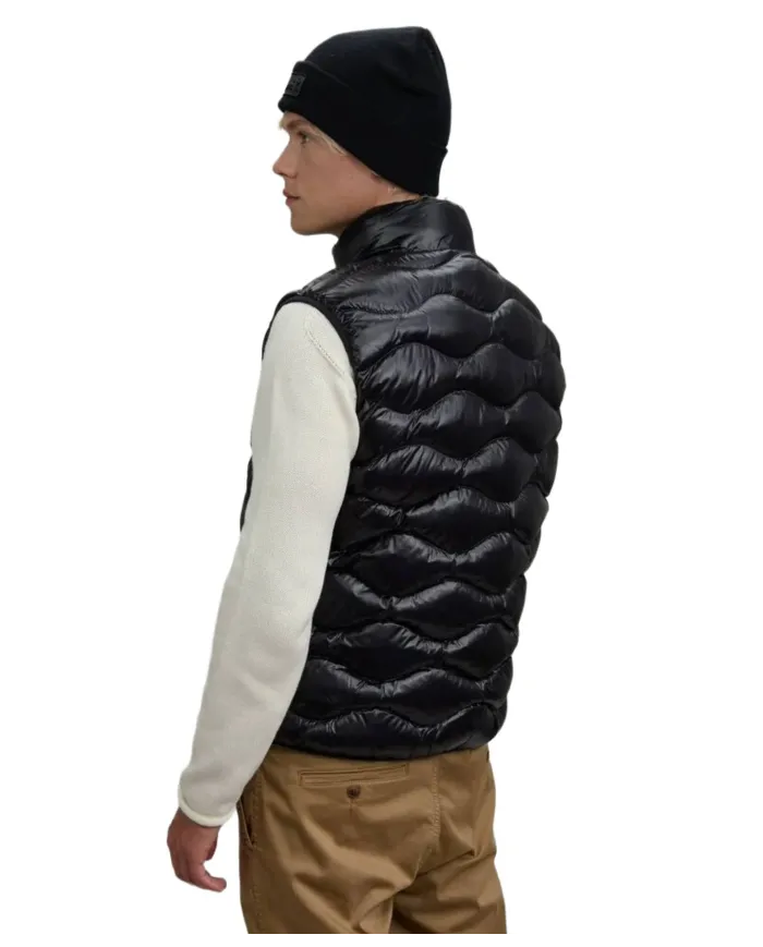 BLAUER Gilet Uomo 25WBLUX02081 005958 DANNY AI 25/26 con trapuntatura ad onde 999EI NERO int BEIGE
