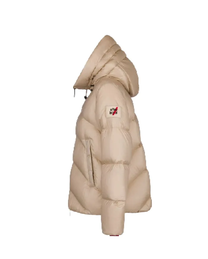 AFTER LABEL Piumino Donna HELSINKIN051 AI 25/26 con collo alto e cappuccio in nylon lucido 030 ECRU