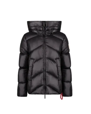 AFTER LABEL Piumino Donna HELSINKIN051 AI 25/26 con collo alto e cappuccio in nylon lucido 999 NERO AFTER LABEL Piumino Donna HELSINKIN051 AI 25/26 con collo alto e cappuccio in nylon lucido 999 NERO