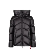 AFTER LABEL Piumino Donna HELSINKIN051 AI 25/26 con collo alto e cappuccio in nylon lucido 999 NERO