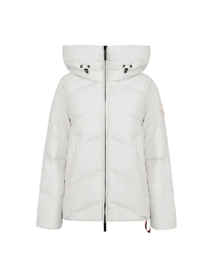 AFTER LABEL Piumino Donna HELSINKIN78641 AI 25/26 con cappuccio in piuma e nylon opaco stretch 010 BIANCO AFTER LABEL Piumino Donna HELSINKIN78641 AI 25/26 con cappuccio in piuma e nylon opaco stretch 010 BIANCO