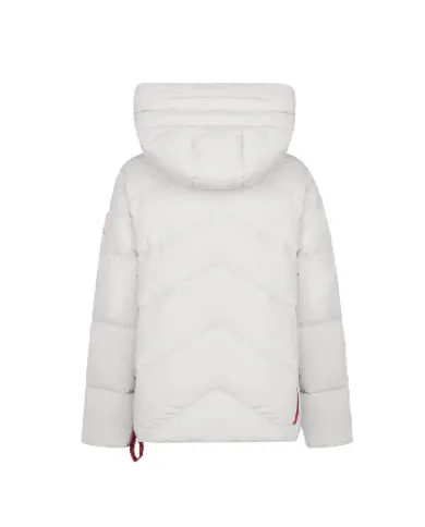AFTER LABEL Piumino Donna HELSINKIN78641 AI 25/26 con cappuccio in piuma e nylon opaco stretch 010 BIANCO AFTER LABEL Piumino Donna HELSINKIN78641 AI 25/26 con cappuccio in piuma e nylon opaco stretch 010 BIANCO