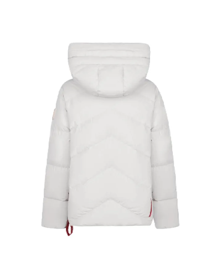 AFTER LABEL Piumino Donna HELSINKIN78641 AI 25/26 con cappuccio in piuma e nylon opaco stretch 010 BIANCO AFTER LABEL Piumino Donna HELSINKIN78641 AI 25/26 con cappuccio in piuma e nylon opaco stretch 010 BIANCO
