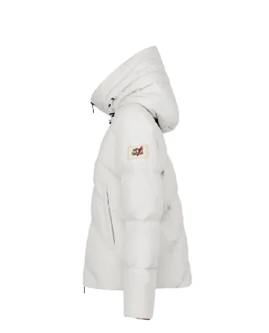 AFTER LABEL Piumino Donna HELSINKIN78641 AI 25/26 con cappuccio in piuma e nylon opaco stretch 010 BIANCO AFTER LABEL Piumino Donna HELSINKIN78641 AI 25/26 con cappuccio in piuma e nylon opaco stretch 010 BIANCO