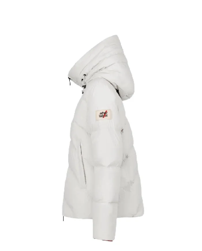 AFTER LABEL Piumino Donna HELSINKIN78641 AI 25/26 con cappuccio in piuma e nylon opaco stretch 010 BIANCO