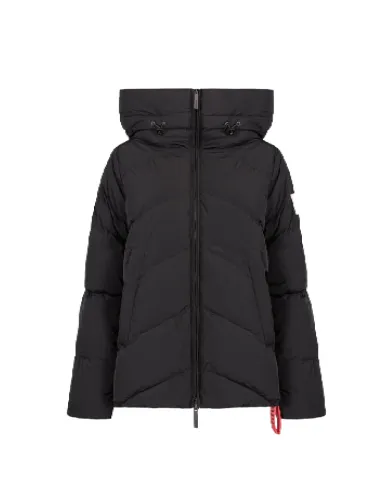 AFTER LABEL Piumino Donna HELSINKIN78641 AI 25/26 con cappuccio in piuma e nylon opaco stretch 999 NERO AFTER LABEL Piumino Donna HELSINKIN78641 AI 25/26 con cappuccio in piuma e nylon opaco stretch 999 NERO