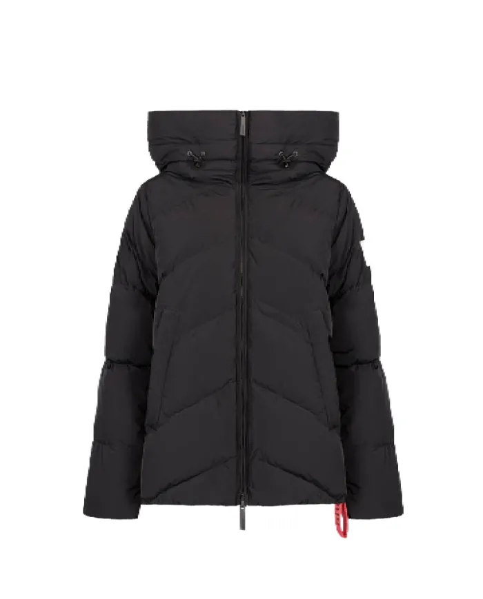 AFTER LABEL Piumino Donna HELSINKIN78641 AI 25/26 con cappuccio in piuma e nylon opaco stretch 999 NERO AFTER LABEL Piumino Donna HELSINKIN78641 AI 25/26 con cappuccio in piuma e nylon opaco stretch 999 NERO