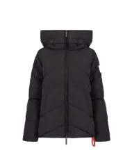 AFTER LABEL Piumino Donna HELSINKIN78641 AI 25/26 con cappuccio in piuma e nylon opaco stretch 999 NERO
