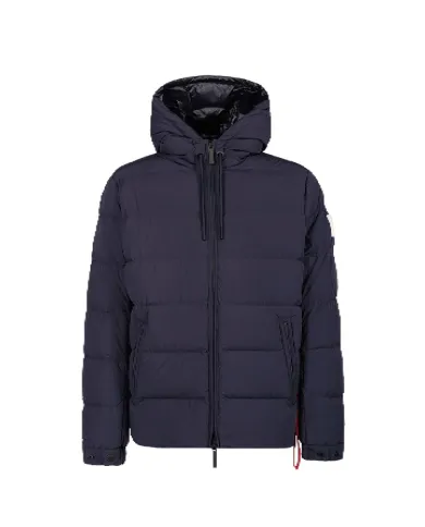 AFTER LABEL Piumino Uomo VERBIERN78641 AI 25/26 con cappuccio in piuma d'oca e nylon strech opaco 799 BLU NAVY AFTER LABEL Piumino Uomo VERBIERN78641 AI 25/26 con cappuccio in piuma d'oca e nylon strech opaco 799 BLU NAVY