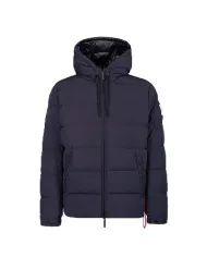 AFTER LABEL Piumino Uomo VERBIERN78641 AI 25/26 con cappuccio in piuma d'oca e nylon strech opaco 799 BLU NAVY