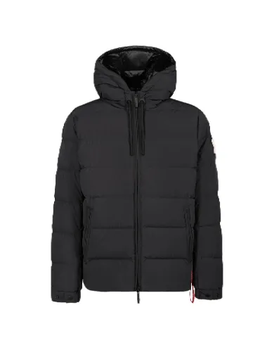 AFTER LABEL Piumino Uomo VERBIERN78641 AI 25/26 con cappuccio in piuma d'oca e nylon strech opaco 999 NERO AFTER LABEL Piumino Uomo VERBIERN78641 AI 25/26 con cappuccio in piuma d'oca e nylon strech opaco 999 NERO